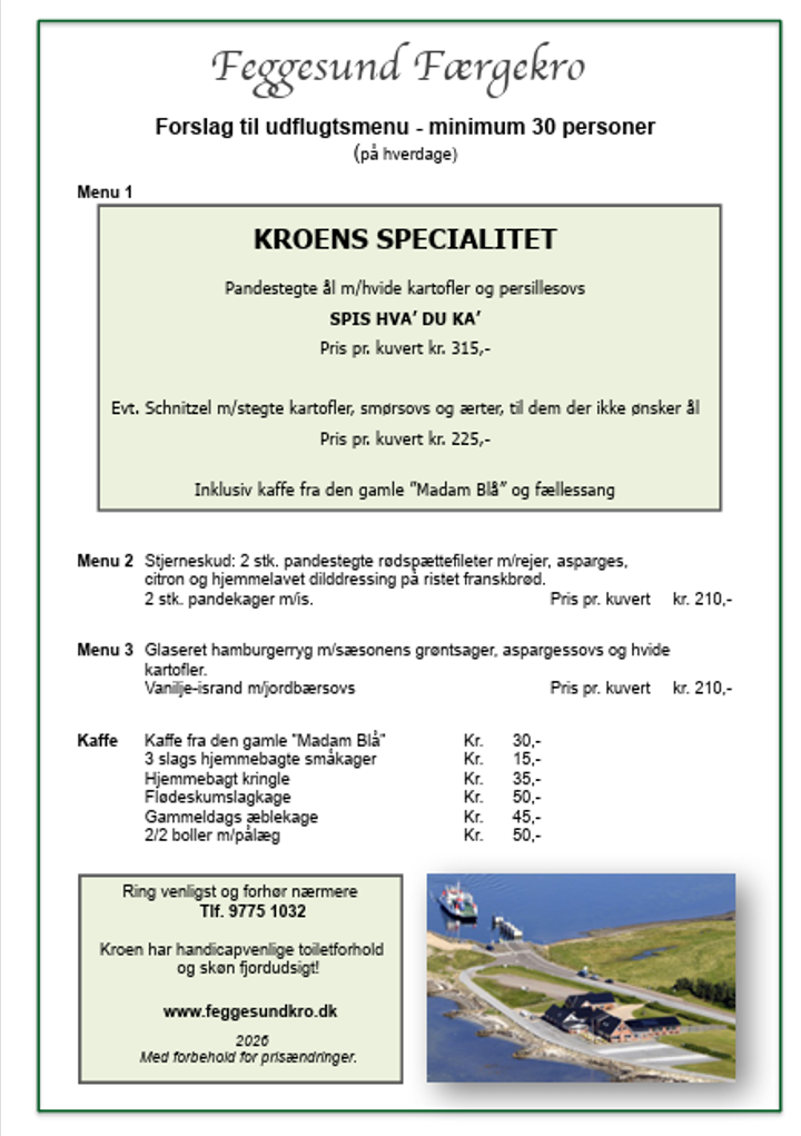 Udflugtsmenu 2026